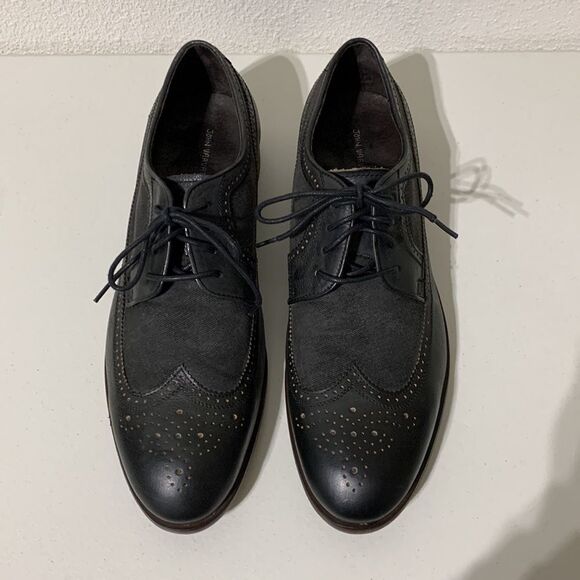 John‎ Varvatos USA Black Leather & Canvas Wing Tip Shoe Sz 11.5 main image 11